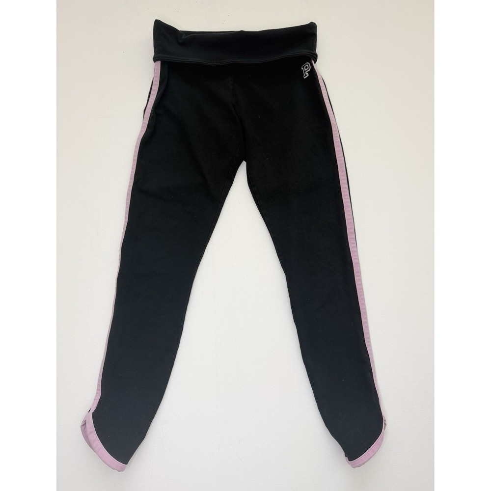 PINK fold over Victoria's Secret Women's Black Yoga Leggings S Stretch Logo